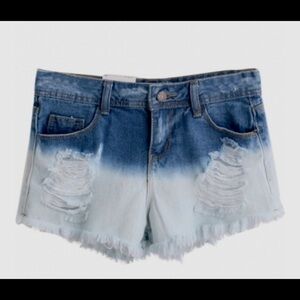 Ombré Shorts Jean Denim Distress Blue Size 10